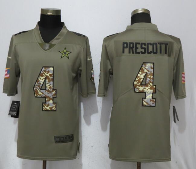 Men Dallas Cowboys #4 Prescott Olive Camo Carson Salute to Service Nike Limited NFL Jerseys->customized ncaa jersey->Custom Jersey